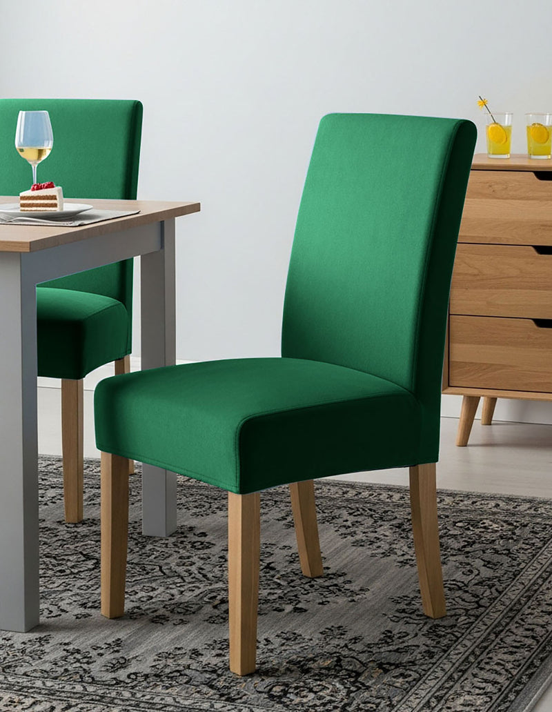 Anyseat Chair Cover Green Velvet Plush Slipcover for Dining Kitchen