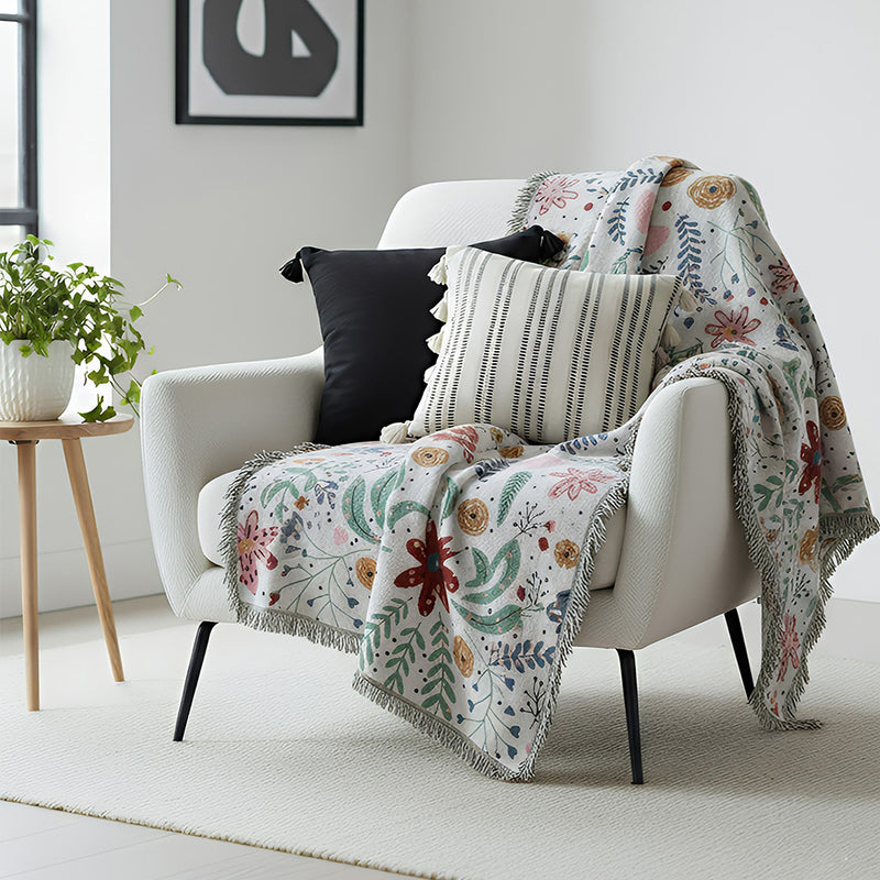 Anycozy Faux Cashmere Throw Blanket Forest Flower Pattern 180x340cm