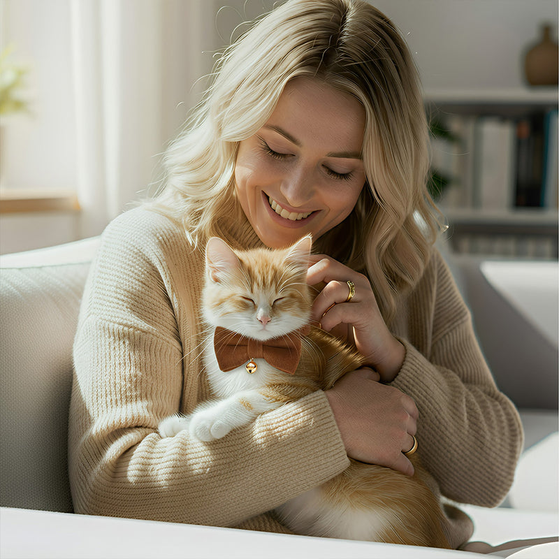 ANYWAGS Cat Collar Choco Brown Bow Large with Safety Buckle, Bell, and Durable Strap Stylish and Comfortable Pet Accessory