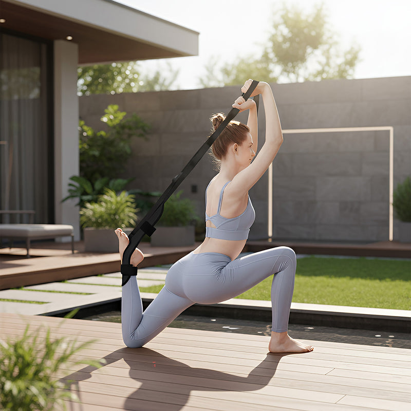 Anyfit Yoga Band Stretcher Solid Black Strap Resistance Belt Pilates Exercise Stretcher Fitness Tool