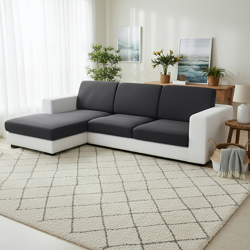 Anyhouz Sofa Cover – Black Polyester, Thick Stretchable, 1Pc Living Room Chair