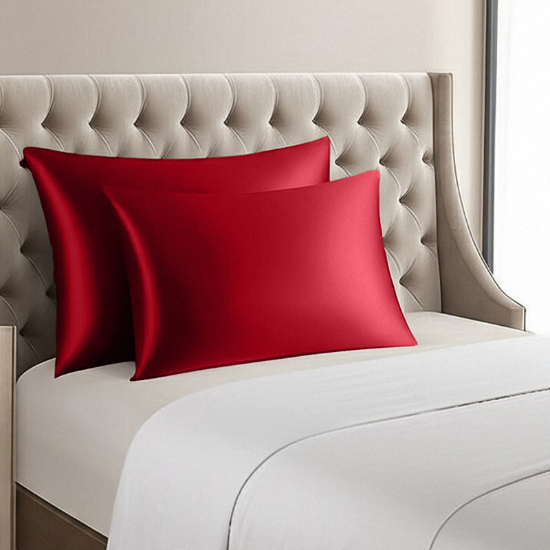 ANYHOUZ Pillowcase 51x66cm Red Wine Natural Mulberry Silk For Comfortable And Relaxing Home Bed