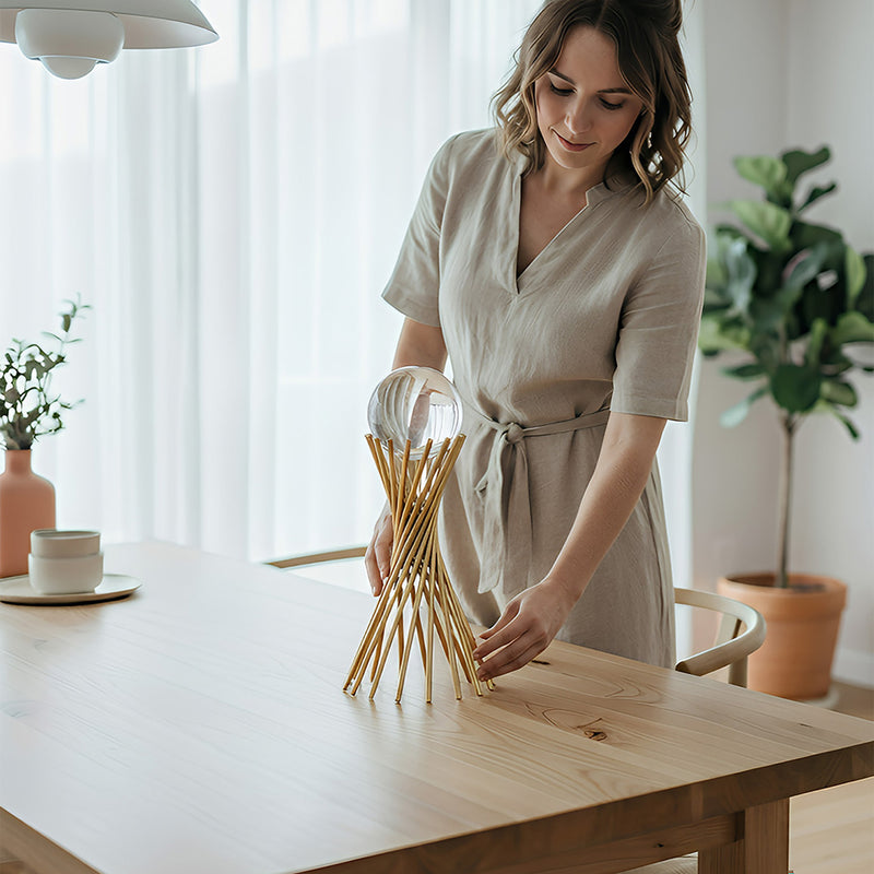 ANYHOUZ 30cm Crystal Ball Tabletop Home Decor Modern Art Living Room Display House Decorative Crafts Metal Ornaments