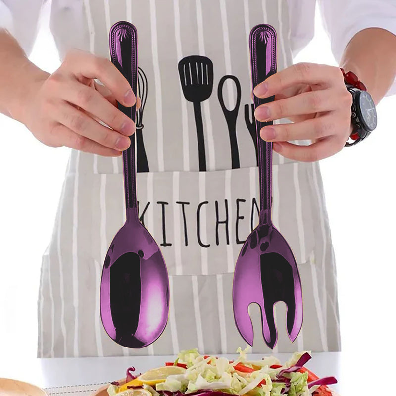Anygleam Purple Giant Spoon & Fork Set – 2-Piece Stainless Steel