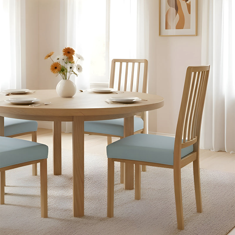 Anyhouz 2x Chair Cover Plain Lake Blue Stretch Seat Cover for Home Dinning Kitchen Washable Removable