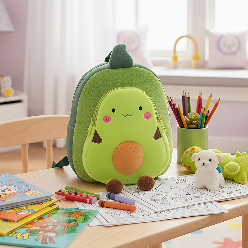 Anypack 3D Yellow Avocado  Kids School Backpack Cute Cartoon Animal Style Children Toddler Plush Bag Perfect Accessories For Boys and Girls