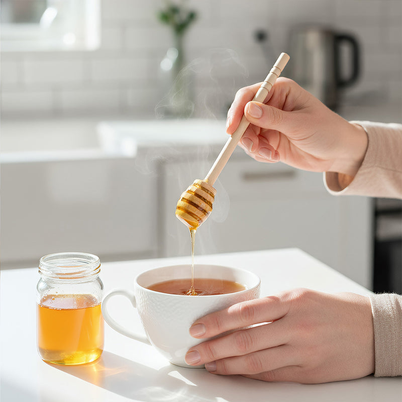 Anygleam Natural Brown 10pcs Wooden Honey Spoon Dipper Sticks Kitchen Tableware