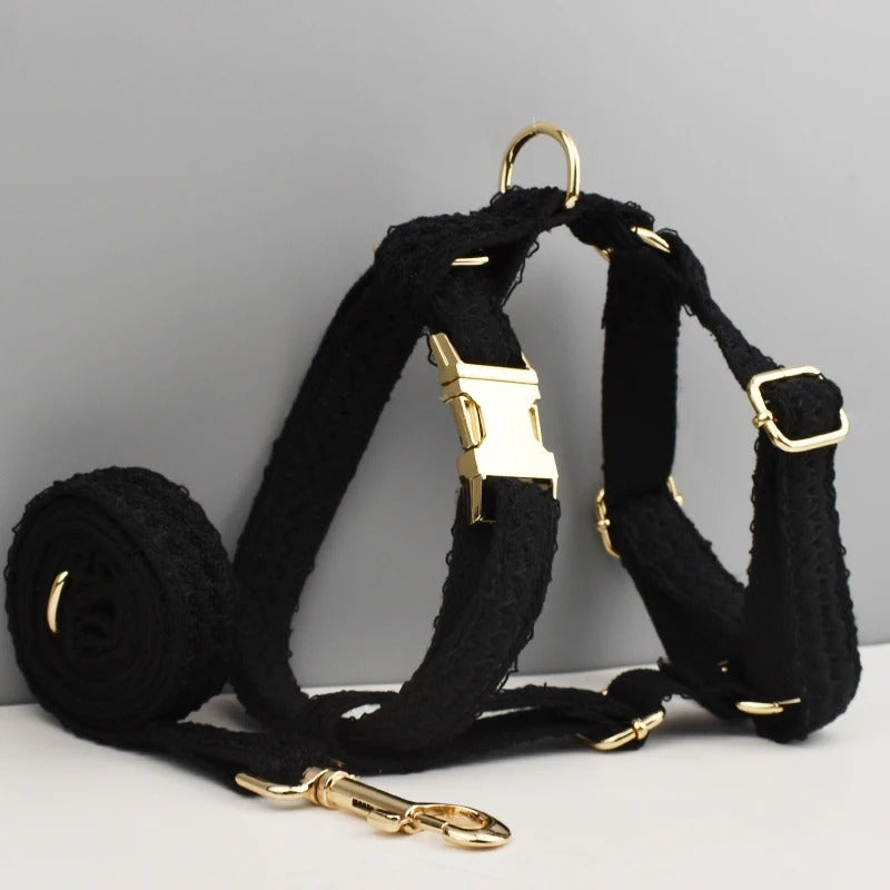 ANYWAGS Pet Harness Leash Plain Black Heavy Duty DIY Metal Dog Leash