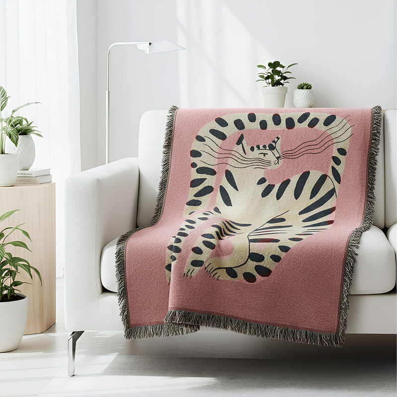 Anycozy Pink Cat Throw Blanket Sofa Bed Cover Home Decor Tapestry