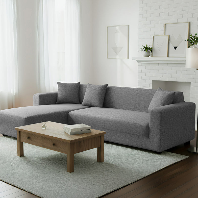 Anyhouz 4 Seater Sofa Cover Plain Grey Style and Protection For Living Room Sofa Chair Elastic Stretchable Slipcover