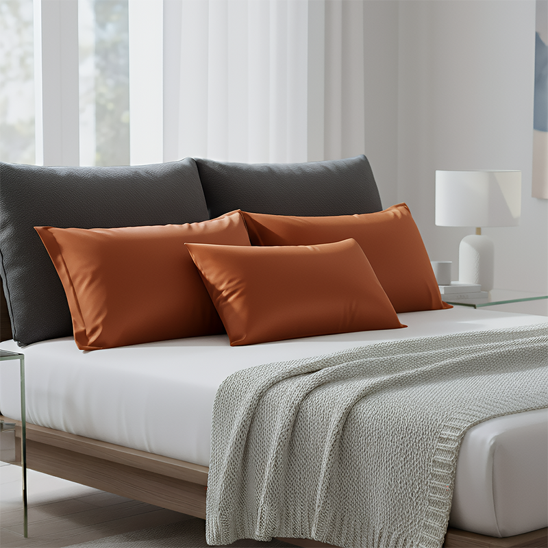 ANYHOUZ Pillowcase Orange Luxury Soft Natural Mulberry Silky Two Sided Satin Cover