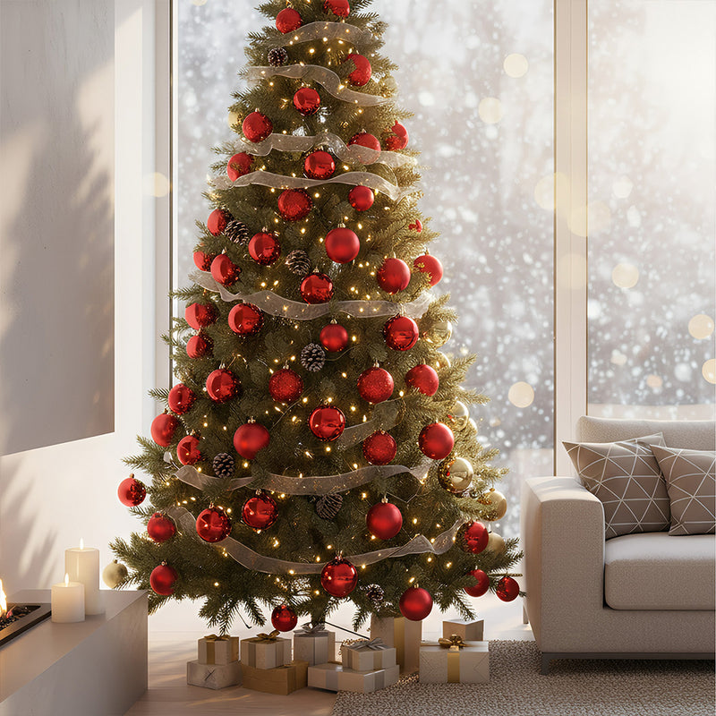 ANYDECO Christmas Balls Red Shiny Hanging Décor Ornaments