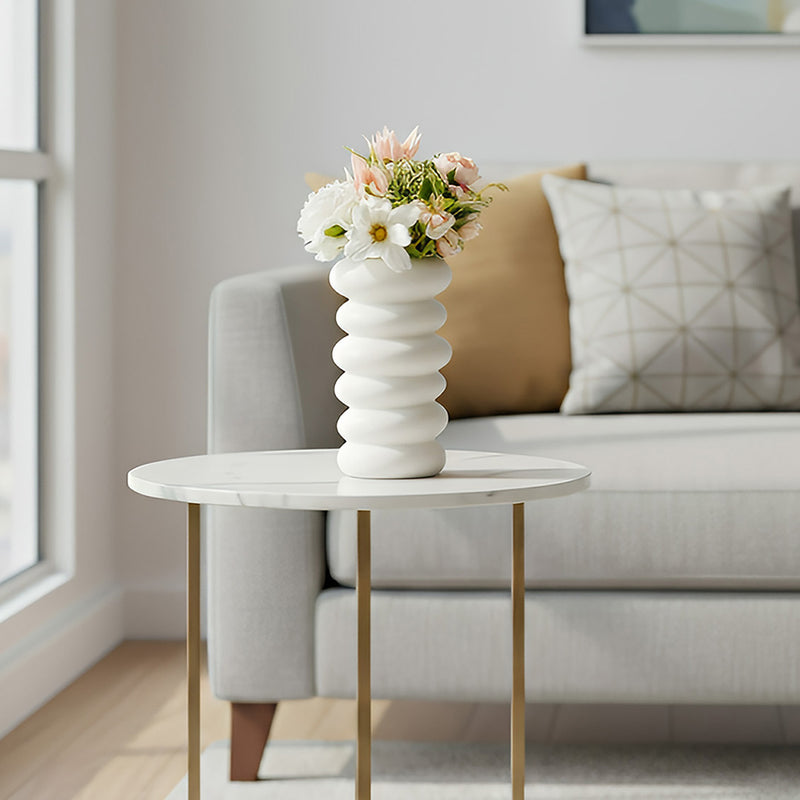 ANYDECO Flower Vase White Medium Nordic Plastic Spiral Pot Home Decor