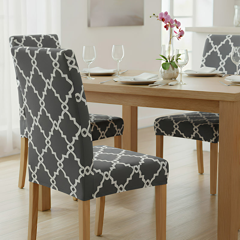 Anyseat Gray Chain Link Pattern Print Elastic Chair Cover – Plain Dining Slipcover & Home Décor