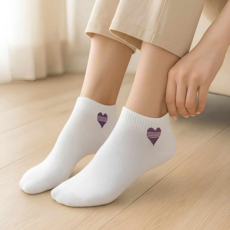 Anyfootwear 5 Pairs Women’s Cotton Spandex Socks Fruit Heart Liner Creative Design