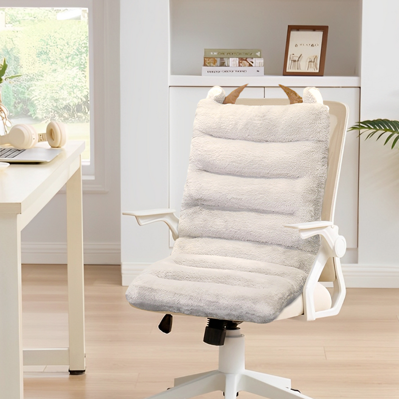 Anypillow Seat Cushion Grey One Piece Siamese Office Sedentary Butt Mat Back Waist Chair Support Home Decor With Buffalo Ears