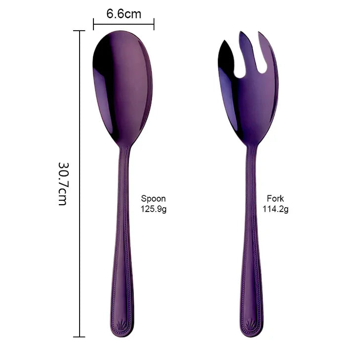 Anygleam Purple Giant Spoon & Fork Set – 2-Piece Stainless Steel