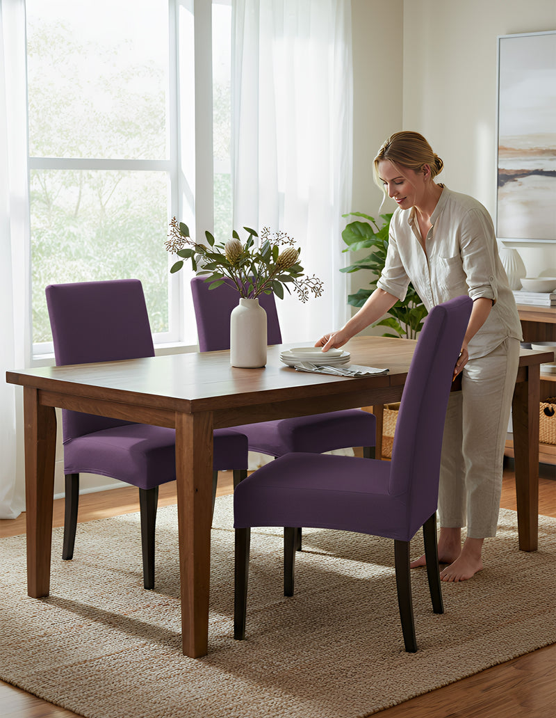 Anyseat Purple Chair Cover – Waterproof Elastic Slipcover with Anti‑Dirt Protection for Dining Room, Kitchen, Wedding, Hotel, Banquet & Restaurant