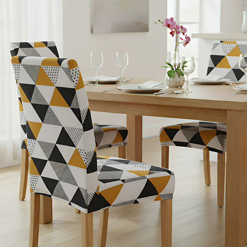 Anyseat Tri Color Geometric Design Pattern Print Elastic Chair Cover – Plain Dining Slipcover & Home Décor