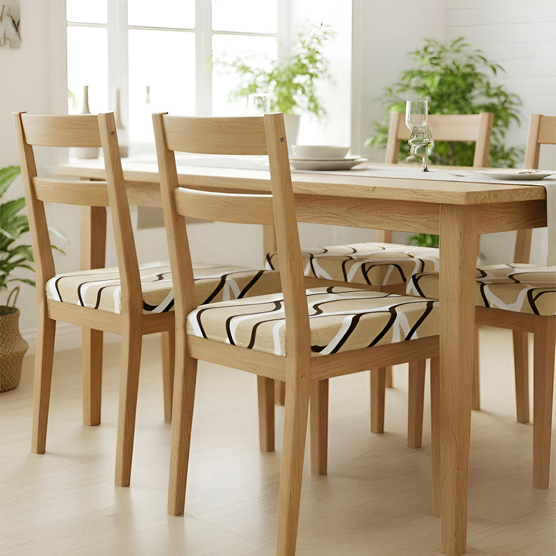 Anyseat Light Beige Brown White Print Chair Cover – Stretch Washable Removable Seat Cover for Dining & Kitchen