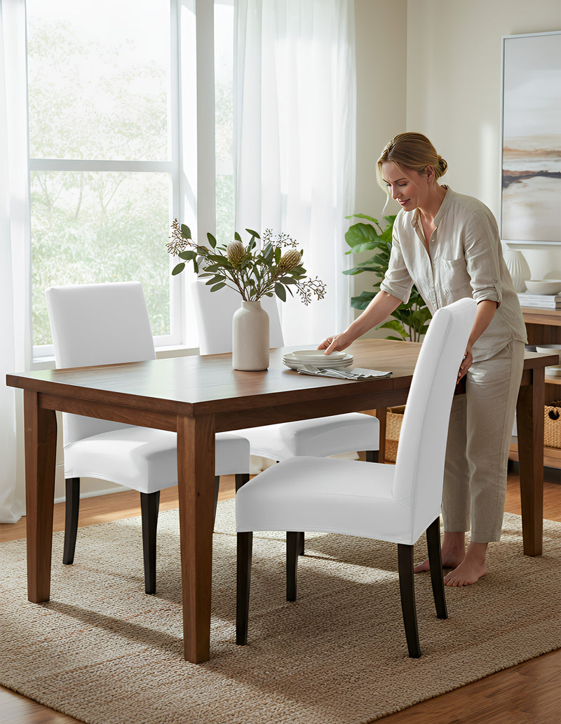 Anyseat White Chair Cover – Waterproof Elastic Slipcover with Anti‑Dirt Protection for Dining Room, Kitchen, Wedding, Hotel, Banquet & Restaurant