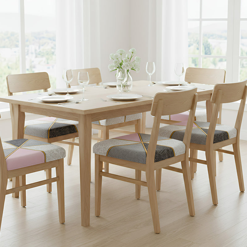 Anyseat Grey and Pink with Gold Linear Print Chair Cover – Stretch Washable Removable Seat Cover for Dining & Kitchen