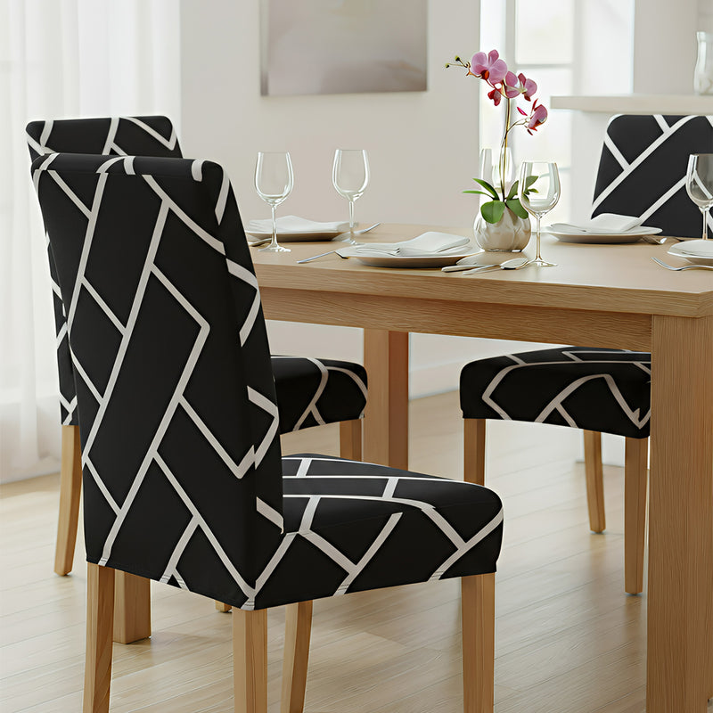 Anyseat Black Square Lattice Print Elastic Chair Cover – Plain Dining Slipcover & Home Décor