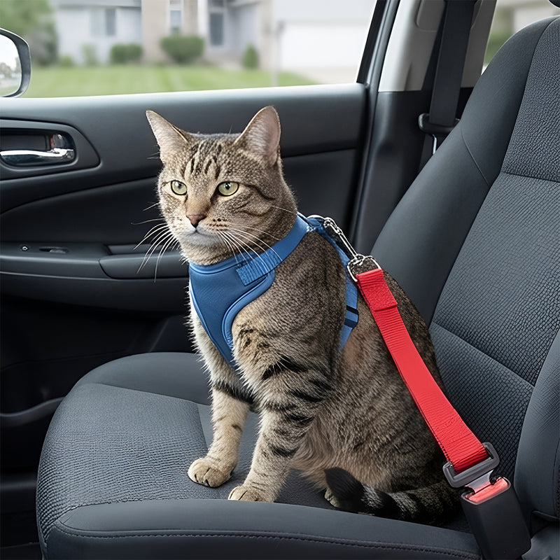 Adjustable Red Pet Car Seat Belt – Safety Harness for Dogs & Cats