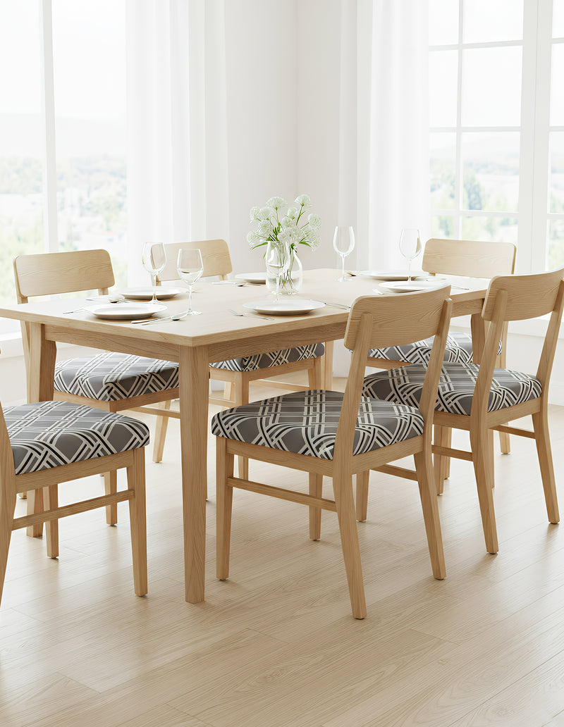Anyseat Grey White Macro Knitted Design Print Chair Cover – Stretch Washable Removable Seat Cover for Dining & Kitchen
