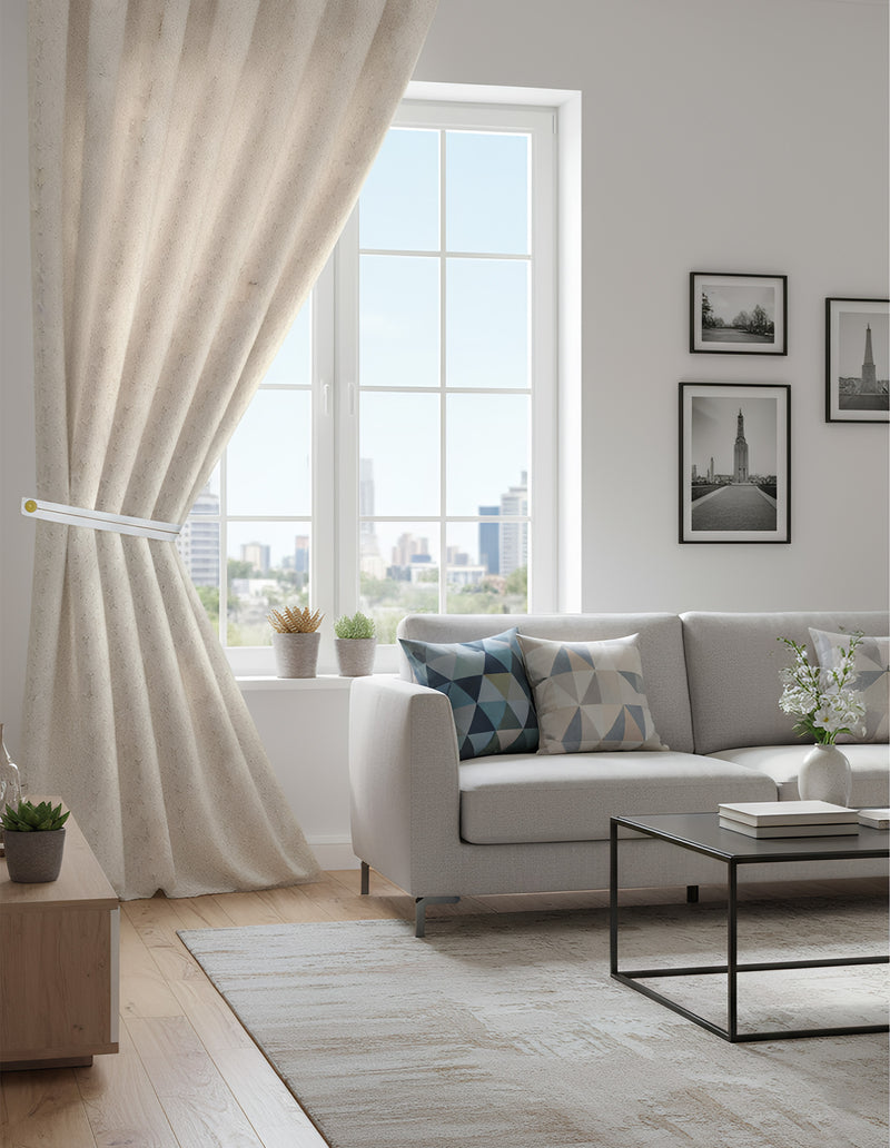 Anydrape Curtain Beige 300cmx250cm Romantic French Linen Jacquard Lace Blackout Curtain