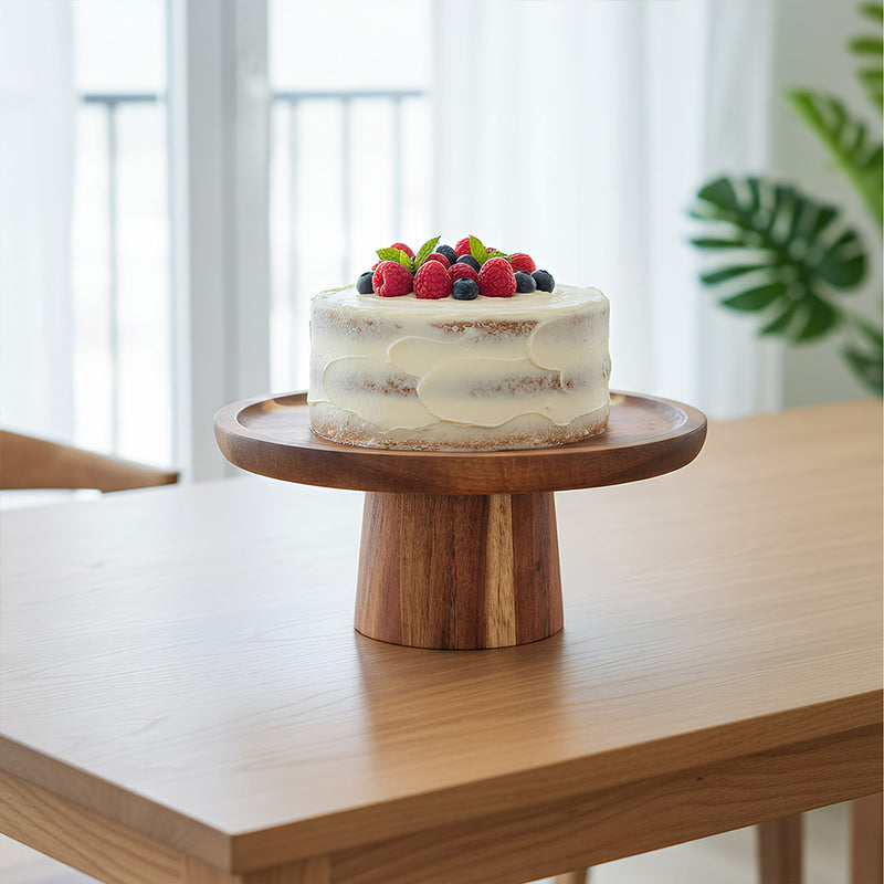 Anygleam Natural Wood Wooden Cake Stand Food Kitchen Tableware