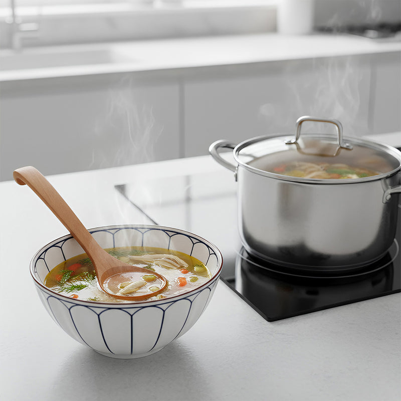 Anygleam Natural Beech Wood 2pcs Wooden Spoon Soup Kitchen Tableware