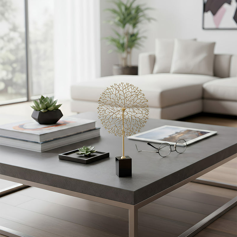 ANYHOUZ 33cm Luxury Metal Tree Tabletop Home Decor Modern Art Living Room Display House Decorative Crafts Metal Ornaments with Marble Base