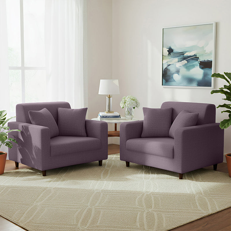 Anyseat 1-Seater Sofa Cover – Plain Purple Style Slipcover for Living Room Chair Protection