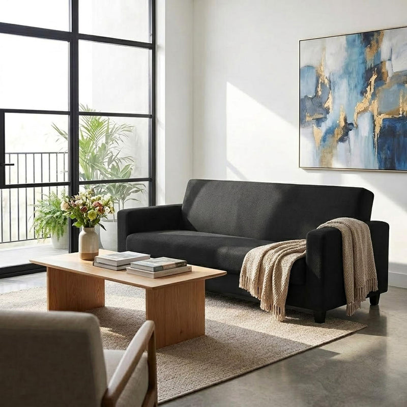 Anyseat 3-Seater Sofa Cover – Plain Gray Style Slipcover for Living Room Chair Protection