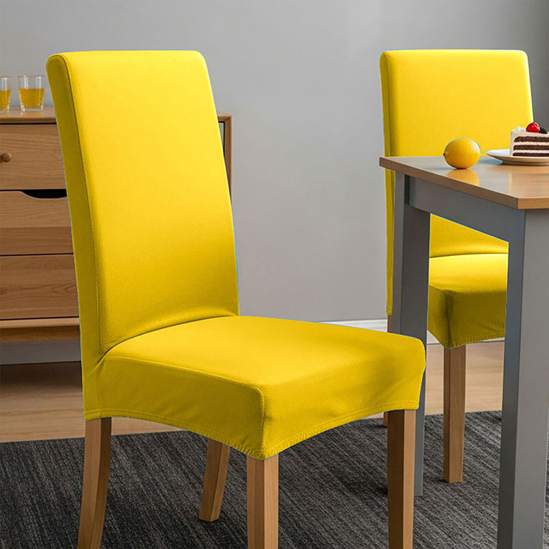 Anyseat Bright Yellow Velvet Dining Chair Cover – Plush Stretchable Slipcover for Kitchen & Dining Room Chairs