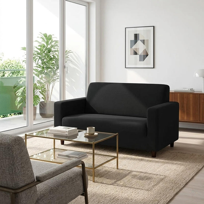 Anyseat 2-Seater Sofa Cover – Plain Gray Style Slipcover for Living Room Chair Protection