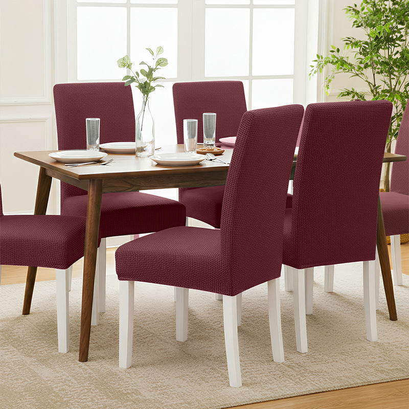 Anyseat Wine Red Waterproof Chair Cover – Corn Kernel Pattern Stretch Slipcover for Dining Room