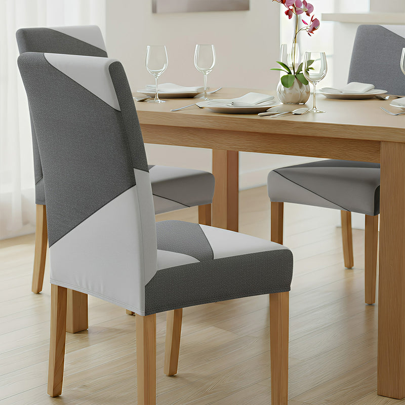 Anyseat Chair Cover Gray Geometric Elastic Slipcover Dining Decor