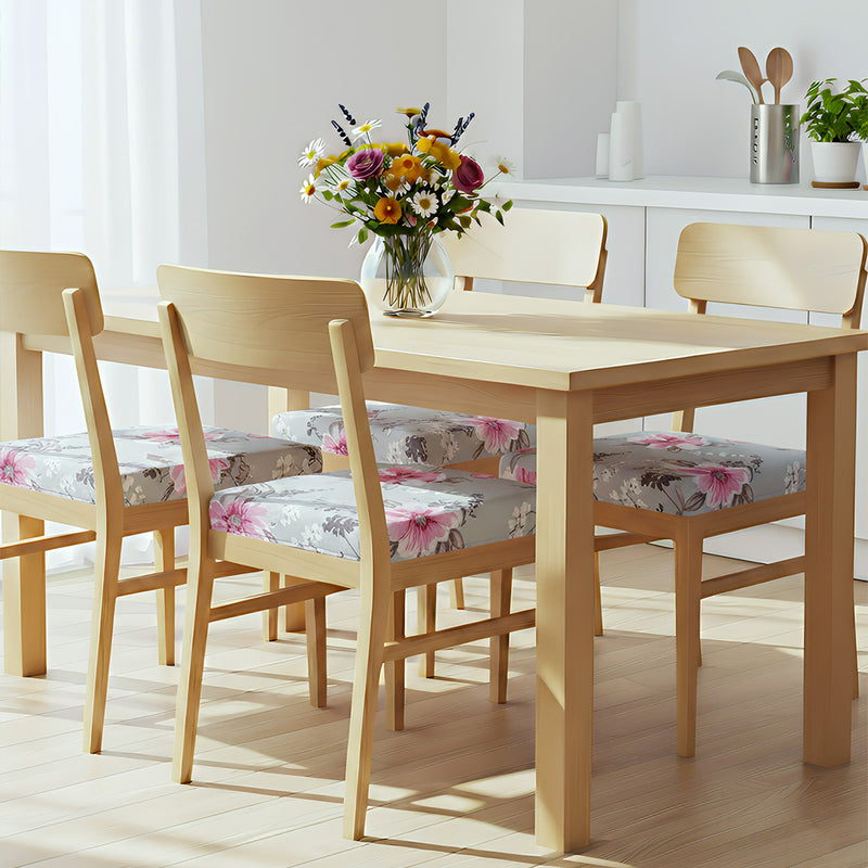 Anyseat Light Blue Pink Flower Print Chair Cover – Stretch Washable Removable Seat Cover for Dining & Kitchen