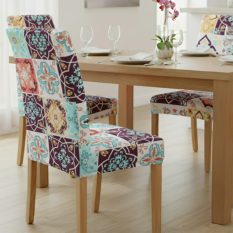 Anyseat White Floral Print Pattern Print Elastic Chair Cover – Plain Dining Slipcover & Home Décor