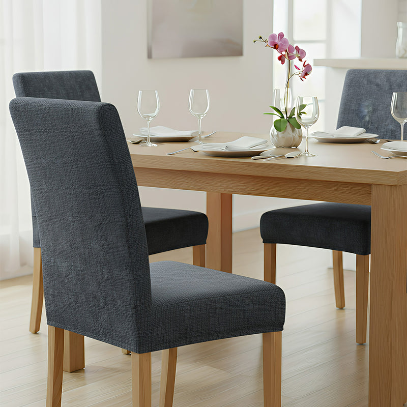 Anyseat Dark Gray Plain Scratch Pattern Print Elastic Chair Cover – Plain Dining Slipcover & Home Décor