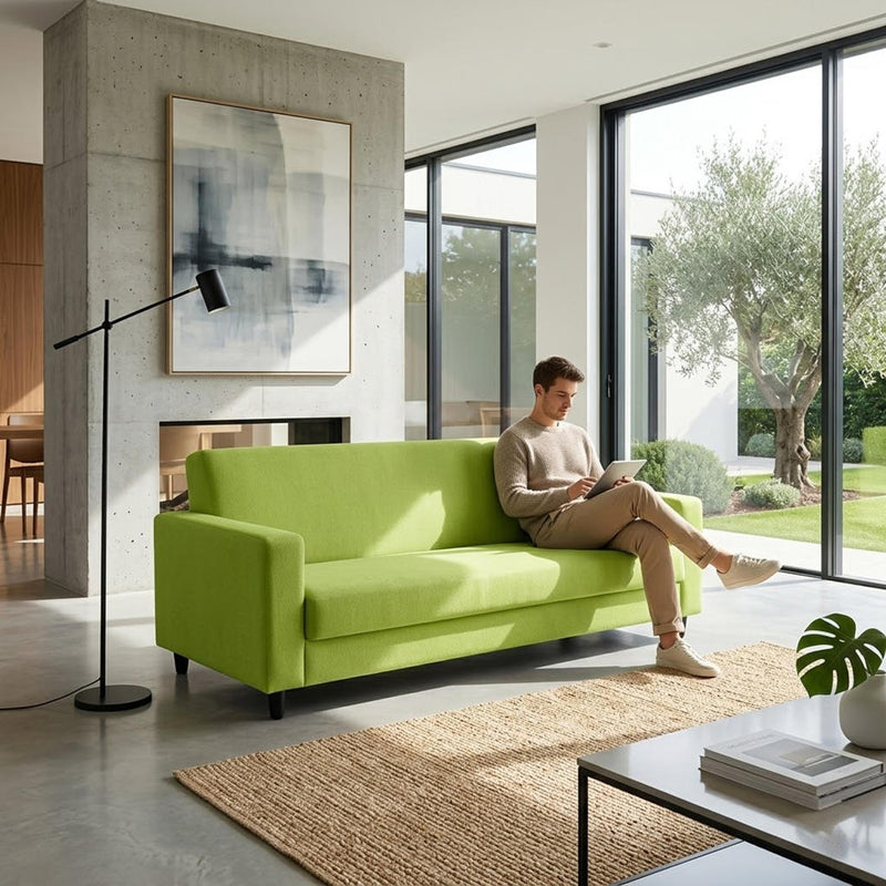 Anyhouz 4 Seater Sofa Cover Plain Apple Green Style and Protection For Living Room Sofa Chair Elastic Stretchable Slipcover