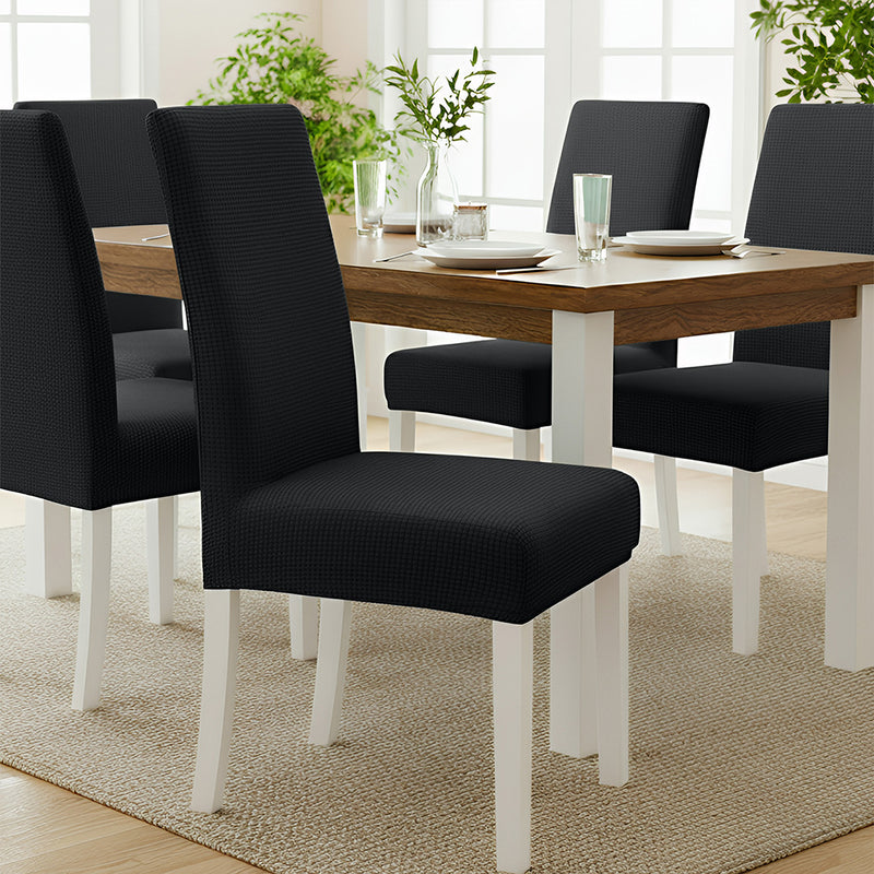 Anyseat Black Waterproof Chair Cover – Corn Kernel Pattern Stretch Slipcover for Dining Room