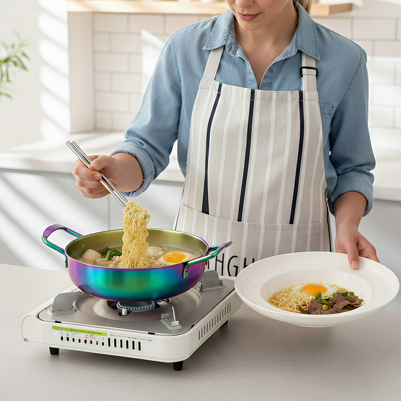 Anygleam Stock Pot Rainbow no.0-L Stainless Steel HotPot Without Lid Single-Layer Cooking Soup Noodle Sea Food Home Kitchen Restaurant Tools