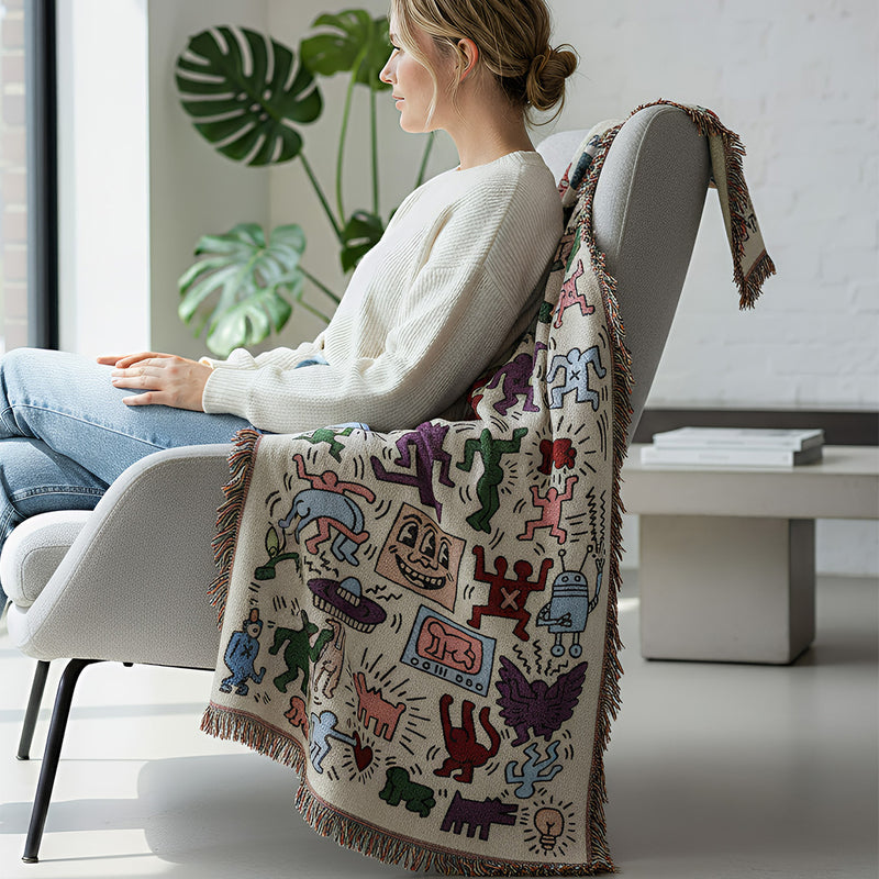 Anycozy Jacquard Jigsaw Throw Blanket Sofa Bed Cover Tapestry