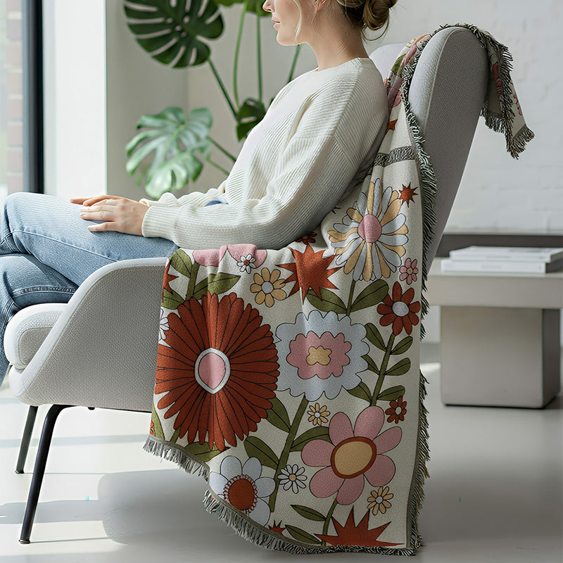 Anycozy Sunflower Design Throw Blanket – Soft Camping Mat & Cozy Home Décor