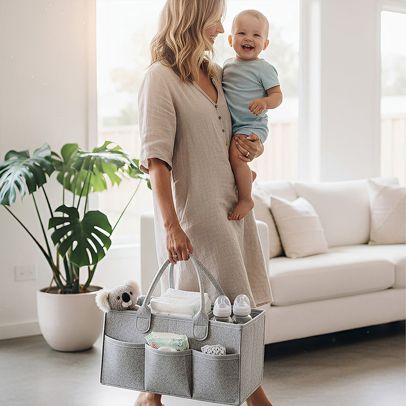 Anysort Mommy Diaper Bag Light Grey Organizer Multifunctional Newborn Things Nursery Stackers and Caddies Pouch Large Storage