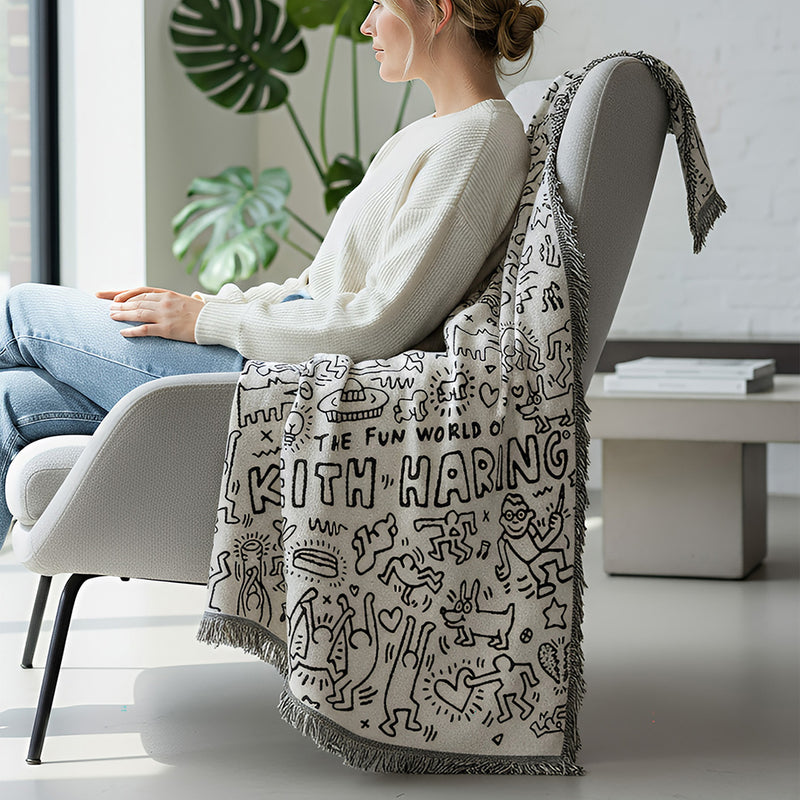 Anycozy Jacquard Graffiti Throw Blanket Sofa Bed Cover Tapestry