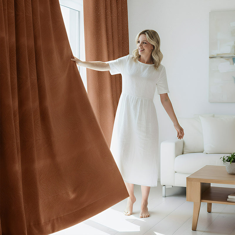 Anydrape Orange Velvet Blackout Curtains – High‑Quality Modern Luxury Drapes for Living Room, Bedroom & Dining Windows